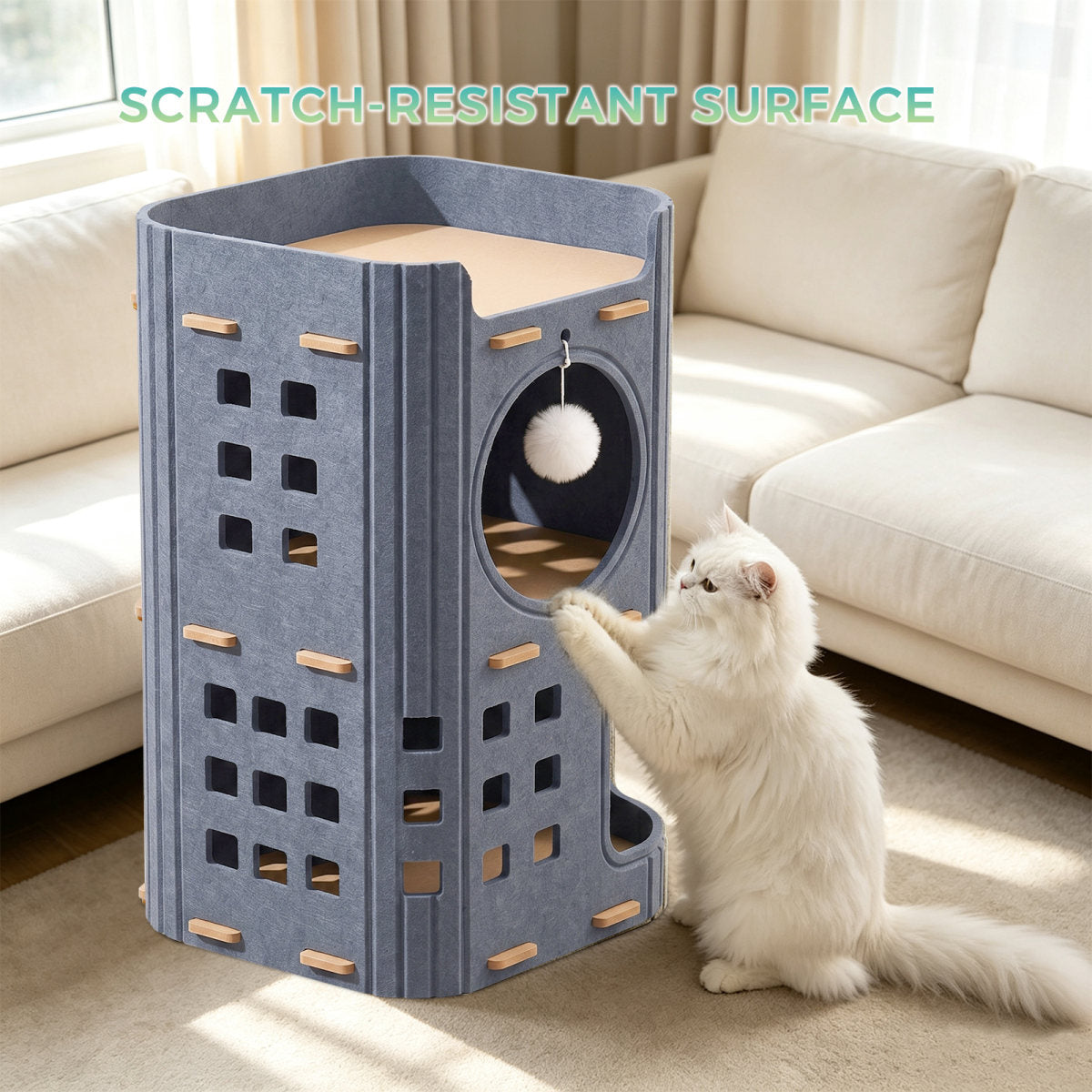 Hole-shaped Grey Two-story Pet House