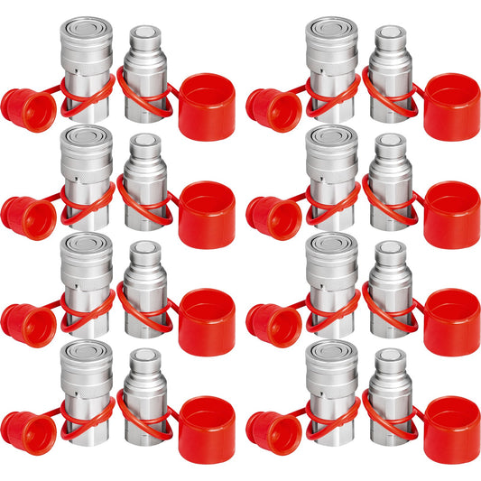 Skid Steer Hydraulic Quick Connect 1/2\" Body Hydraulic Coupler 1/2\" NPT Hydraulic Coupling Quick Connect 8 Pairs Hydraulic Quick Coupler 27.6 MPa (ISO 16028) (8 Pairs)