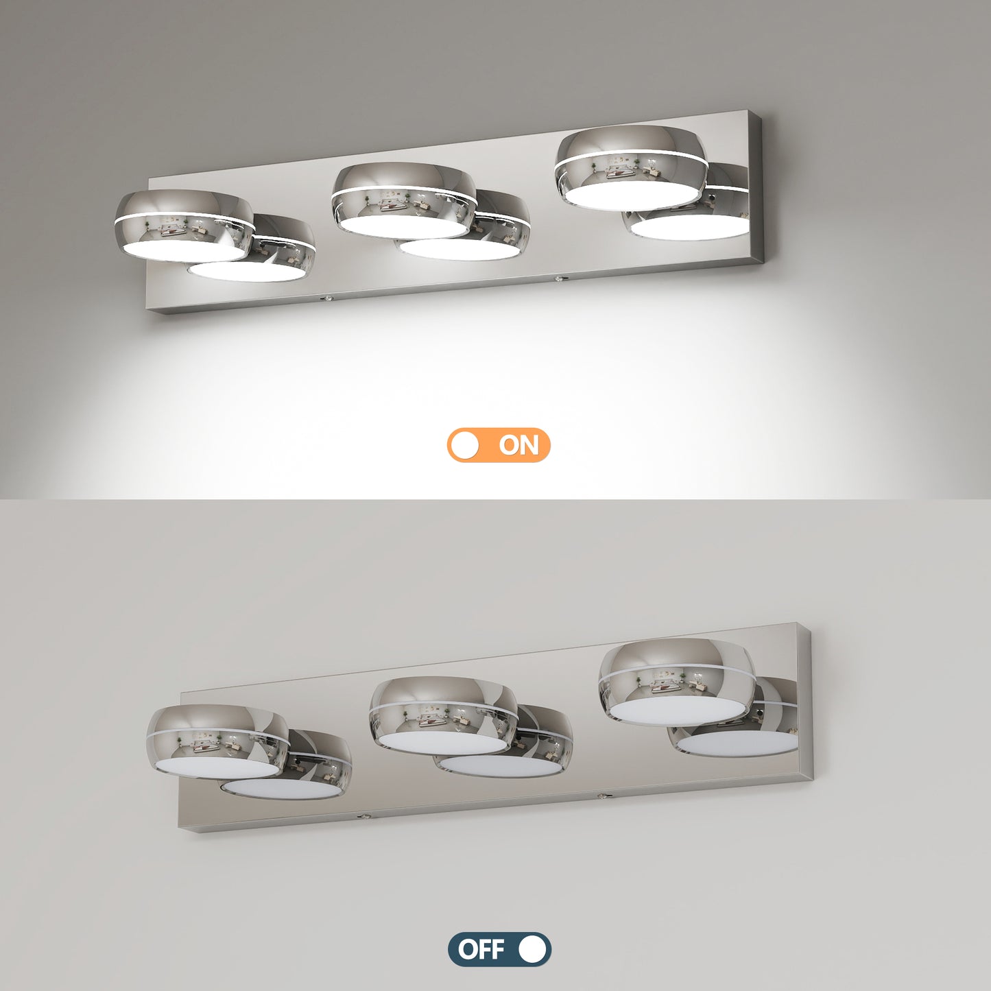LED Vanity Lights 20in Bathroom Lights Fixtures Over Mirror 3 Light LED Lighting Fixture For Bathroom 18W Mirror Lighting Fixture Modern Bath Light Bar Chrome Bath