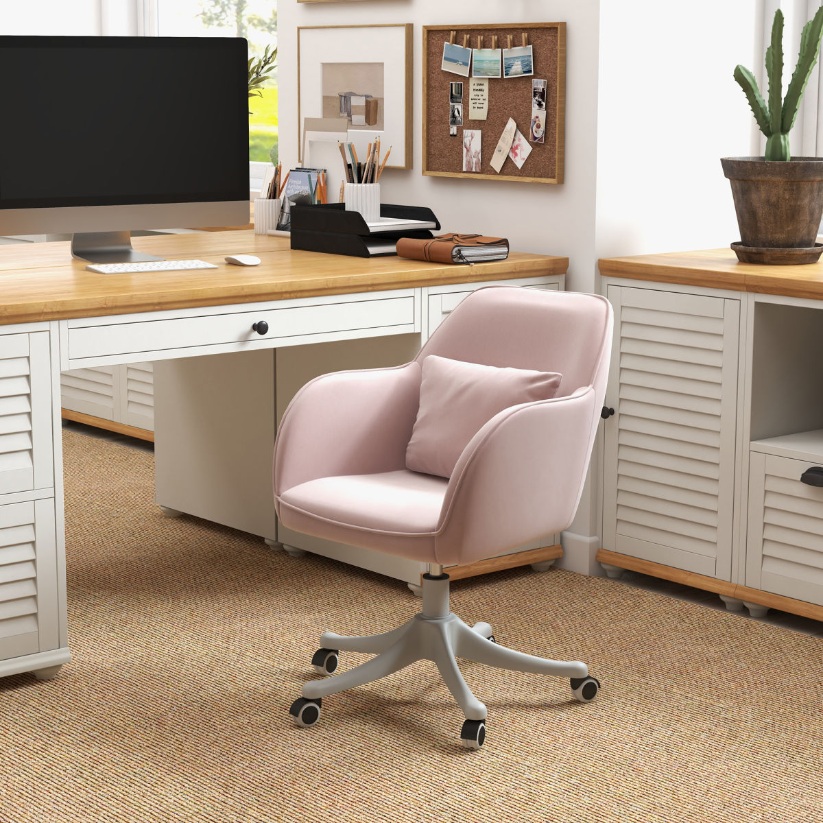 Massage Schreibtischstuhl 78-86 Cm Höhenverstellbarer Bürostuhll Drehstuhl Computerstuhl Mit USB-Schrittstelle Arbeitsstuhl Mit Vibrationsfunktion Lendenkissen Massagefunktion Rosa