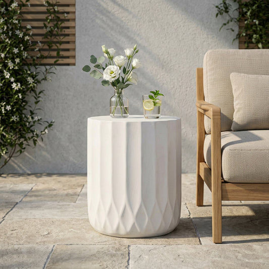 Round Outdoor Side Table , 15   In. W 15   In. D,End Table
