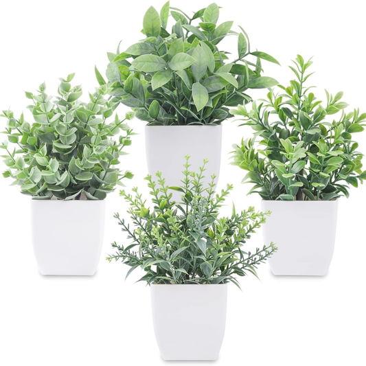 Fake Plants Mini Artificial Greenery Potted Plants For Home Decor Indoor Office Table Room Farmhouse Bathroom Decor