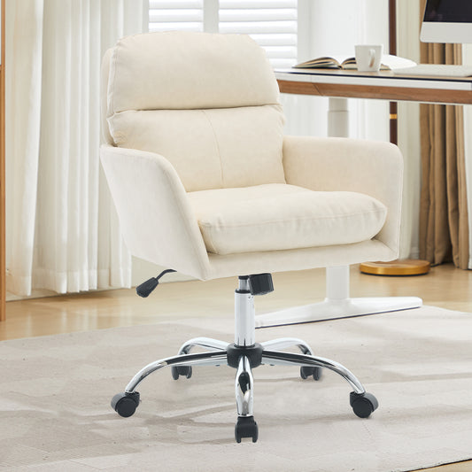 Artificial Leather, PU Leather, Black Base, Adjustable In Height, Suitable For Office, Bedroom, Dressing Table And Other Environments. An Office Chair.white