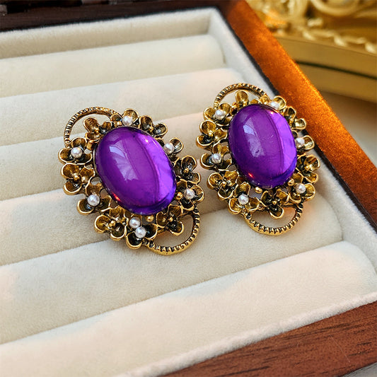 French Vintage Premium Earrings For Women Silver Needle Studs Elegant Luxury