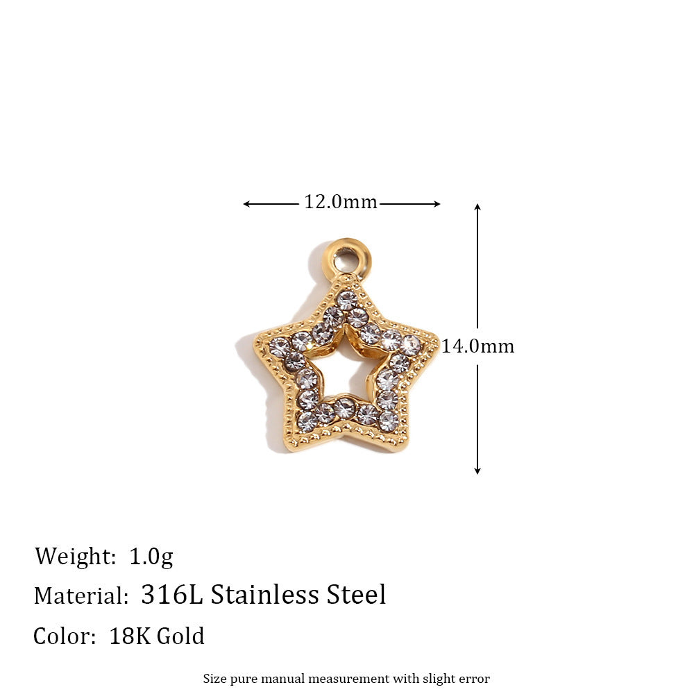 Mini And Simple Ornament Accessories 18K Gold Micro Inlay Colorful Crystals