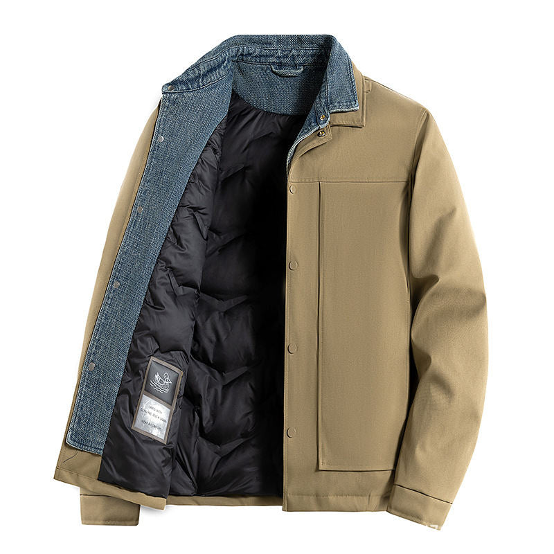 Men's Jacket Fake Two-Piece Korean-Style Trendy Loose Mens
