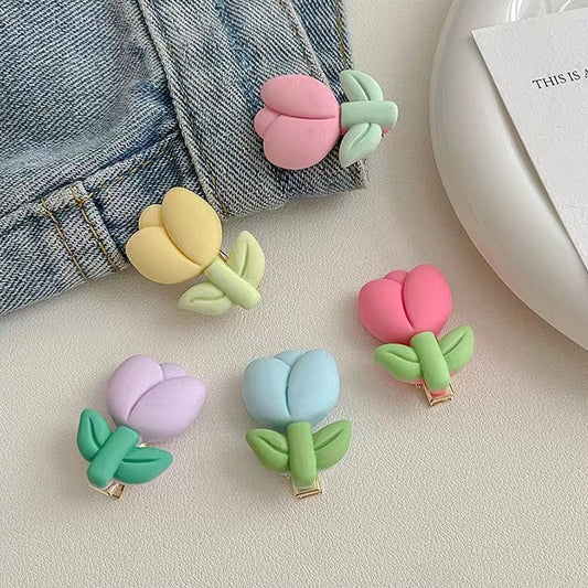 Cute Frosted Tulip Hair Clip