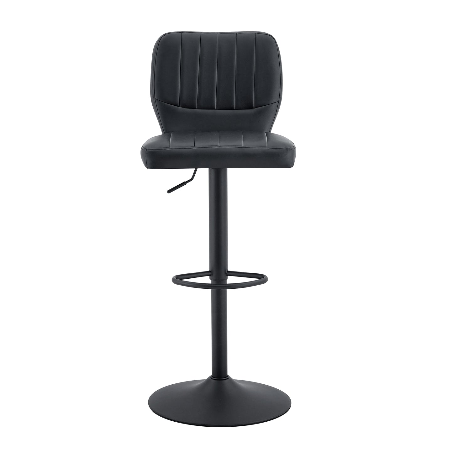 Bar Stool Height Adjustable 62-83cm, 360 Swivel Bar Stool With Backrest & Footrest, Ergonomic Kitchen Stool Made Of  Leather, Loadable Up To 136kg, Black
