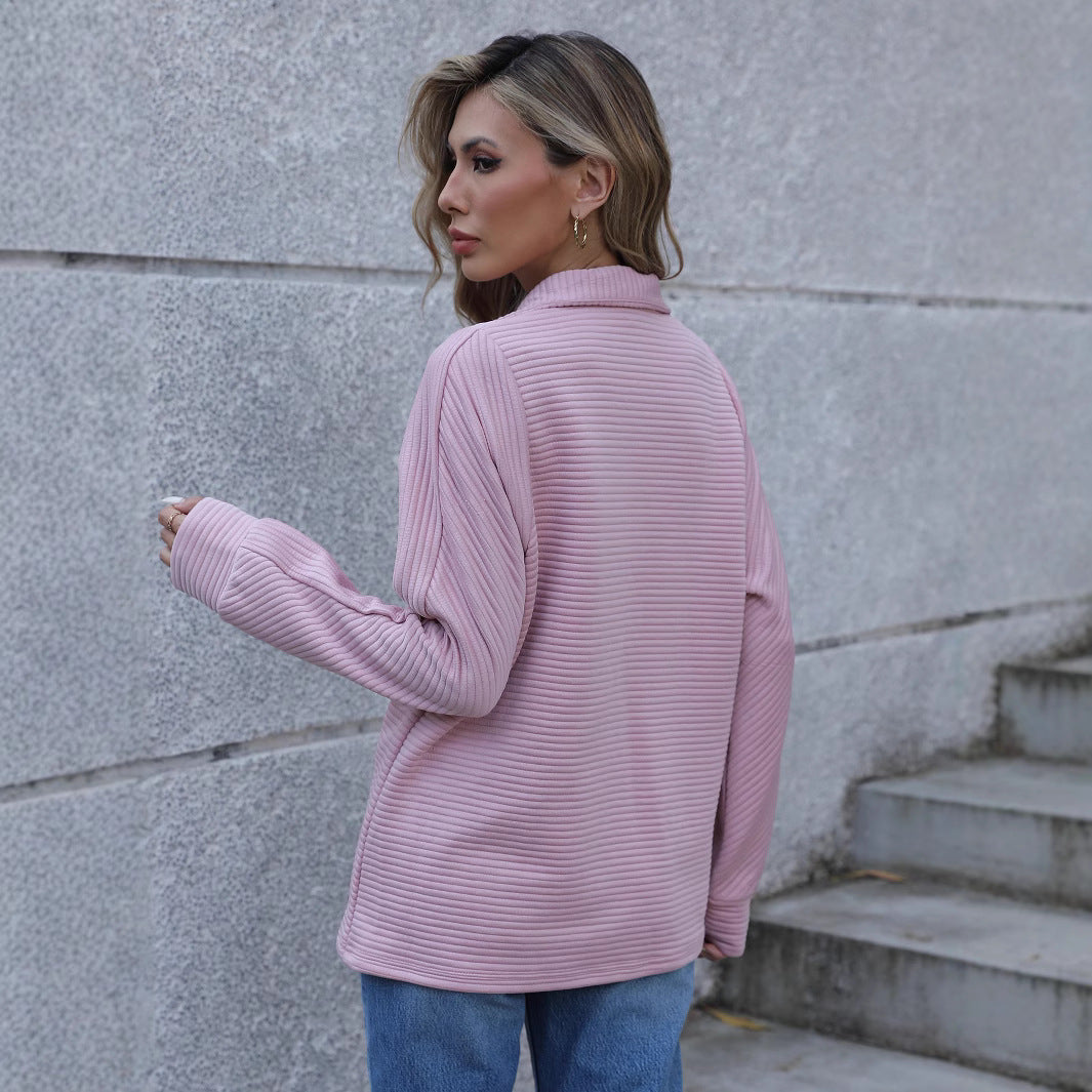 Womens Best-selling Solid-color Long-sleeve Zip-up Hoodie