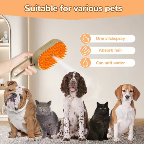 Pet Steam Brush Cat And Dog Deshedder Tool For Grooming And Hair Removal