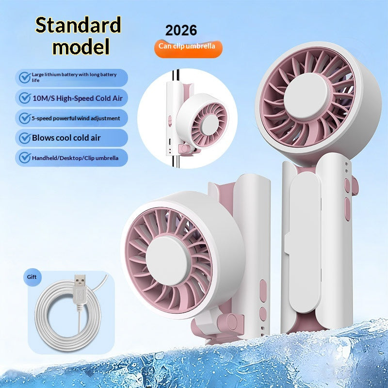 New Semiconductor Ice-cooling Handheld Foldable Portable Clip-on Umbrella Fan