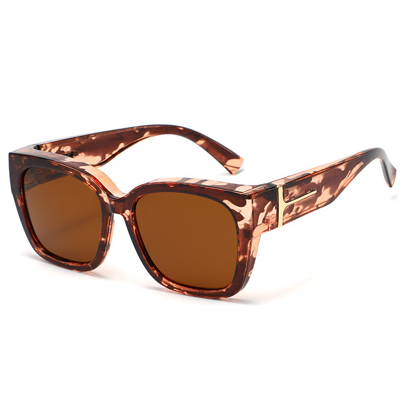 Korean-style Oversized Myopia Glasses With A Leopard Print For A Premium Look