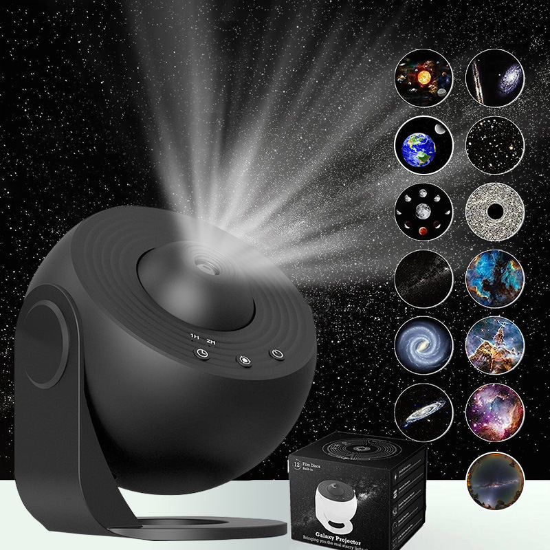 Galaxy Star Projector Lamp With Replaceable Film Discs, Space Planet Nebula Projection Night Light For Bedroom Home Decoration