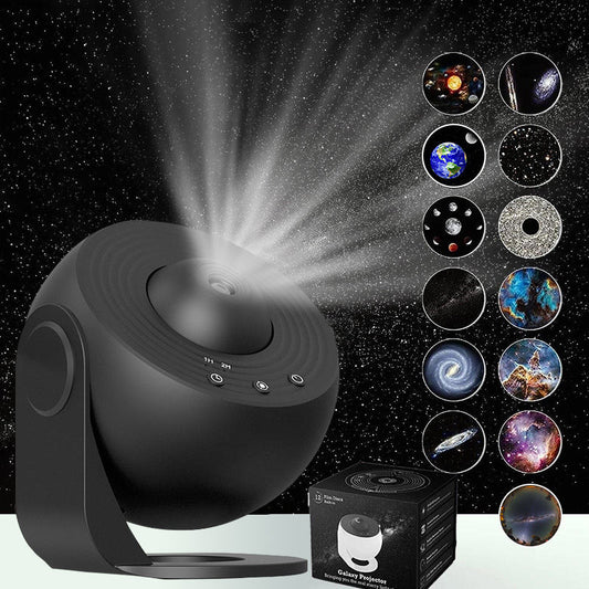 Galaxy Star Projector Lamp With Replaceable Film Discs, Space Planet Nebula Projection Night Light For Bedroom Home Decoration