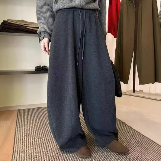 Korean-style Drawstring High-waist Versatile Cropped Tapered Pants For Women