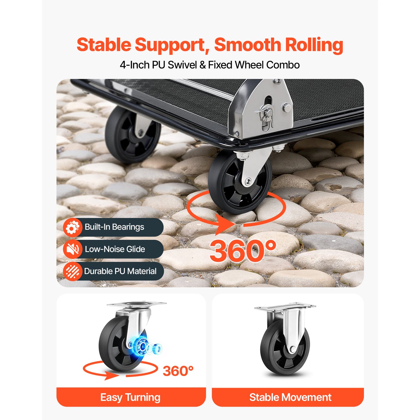 Foldable Push Cart Dolly, 700 Lbs, Heavy Duty Platform Hand Truck With Wheels, High-Strength Steel, 2 Tier Moving Flatbed Cart, For Warehouse, Garage, Workshop, Office, 28.7 X 18.5 X 32.3 In