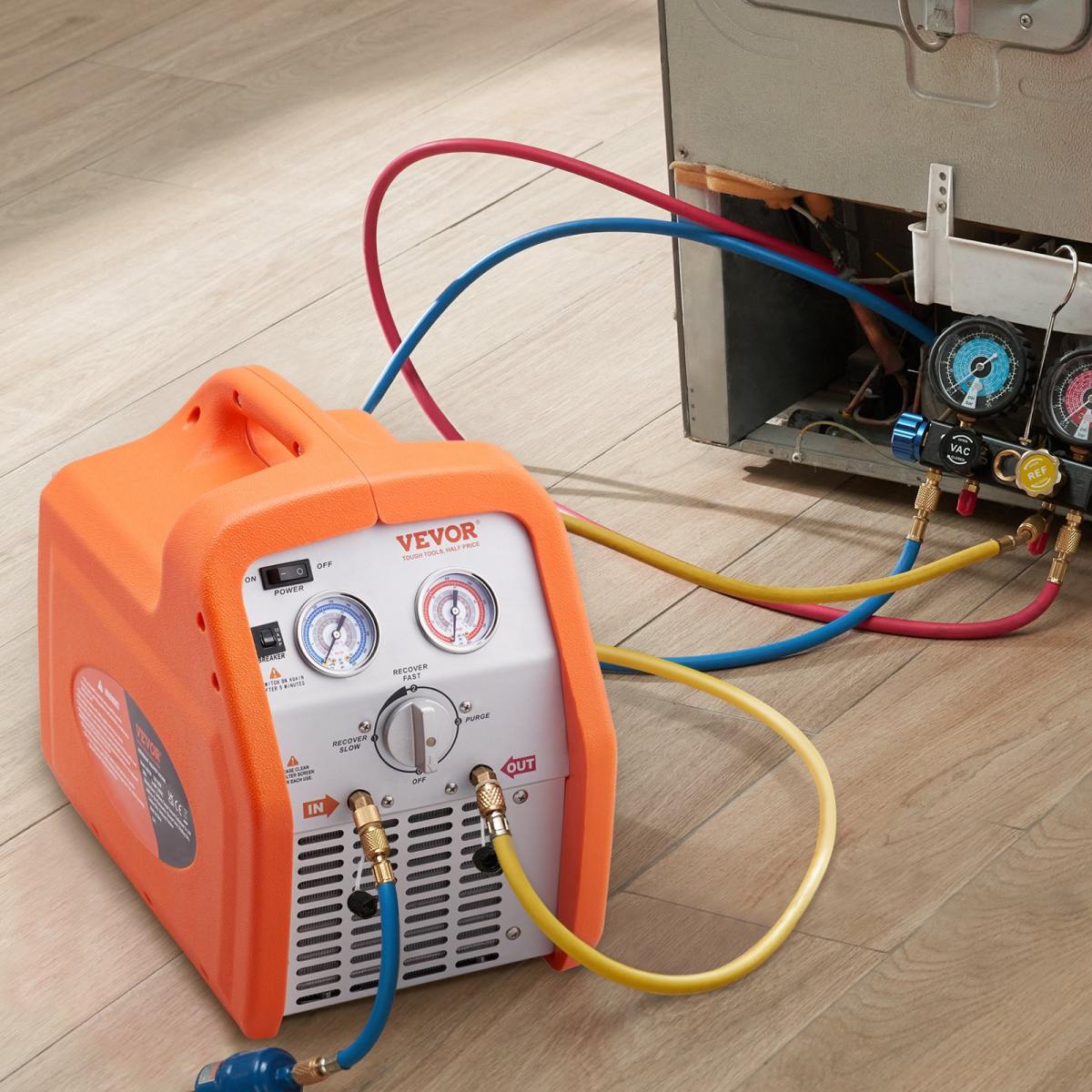 3 4 HP Refrigerant Recovery Machine - Portable AC Recovery Machine With High Pressure Protection, 120V 60Hz Refrigerant Recycle Machine HVAC For Car Air Conditioning, Vapor Liquid Refrigerant