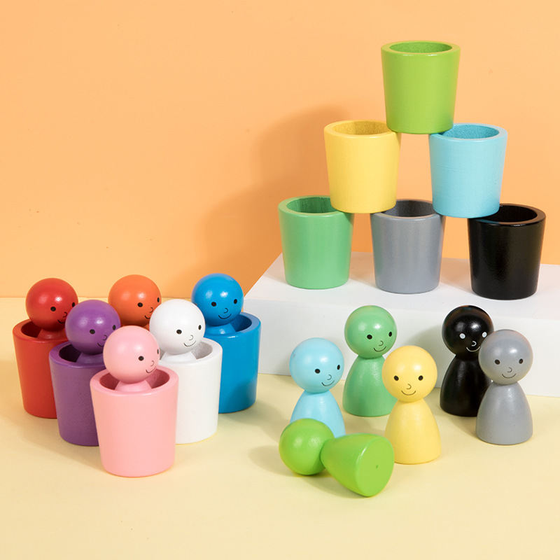 Children's Montessori Color Villain Classification Cup Jenga Educational Toys