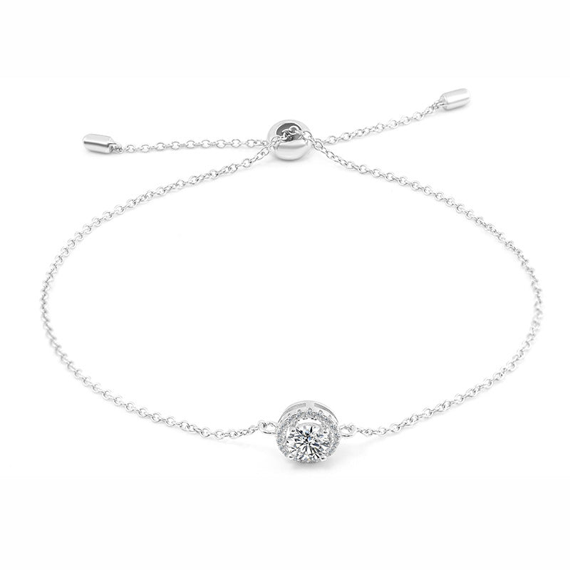 S925 Silver Moissanite Round Bag Micro-inlaid Round Moissanite Electroplated K Platinum Bracelet For Women