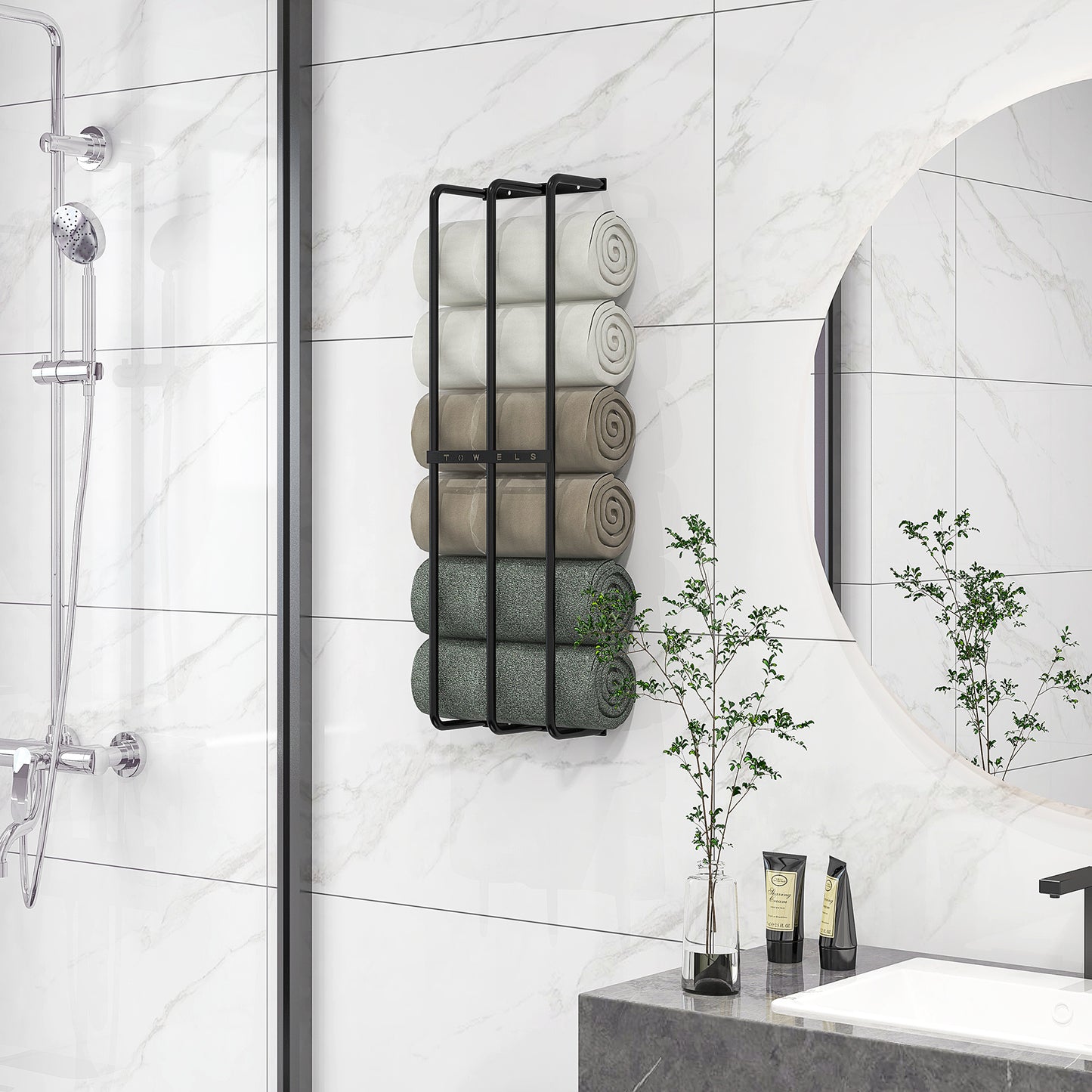 Six Large Towel Metal Holder, With Mounting Accessories