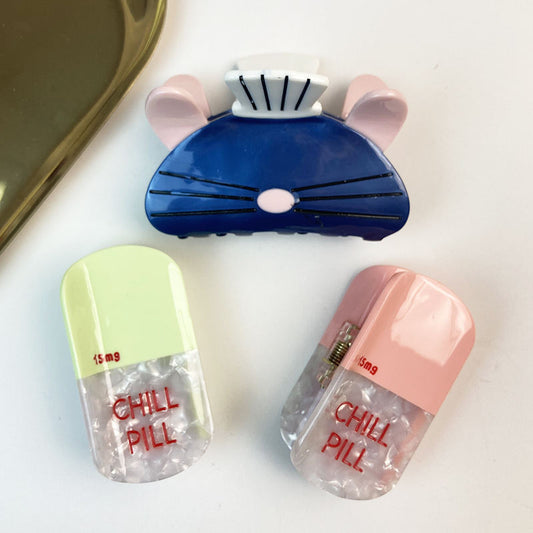 Mouse Acetate Hairpin Pill Hair Accessories Creative
