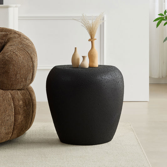 19.29 Inch Irregular Fiberglass Side Table  Durable, Scratch-Resistant & Waterproof End Table For Living Room,Apartment,Office,Matt Black