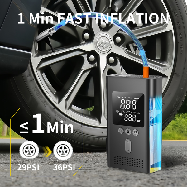 Portable Car Starter With Air Compressor,150PSI Digital Tire Inflator,Car Battery Starter 9.0 Gas 6.5L Diesel,Safe Clamps For Easy Use, Christmas Gift