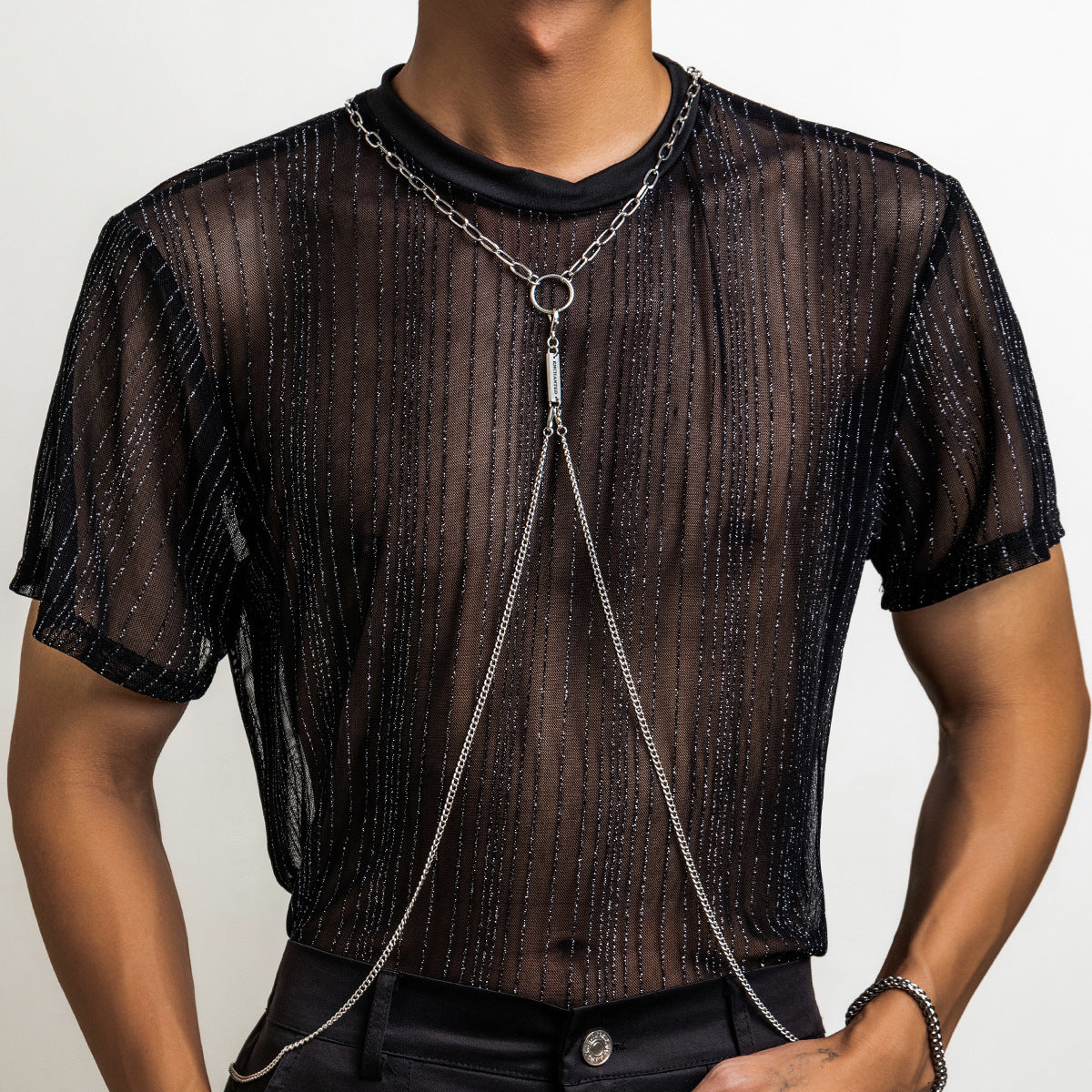 Men's Stainless Steel Tag Tight Chain Body Chain Personality