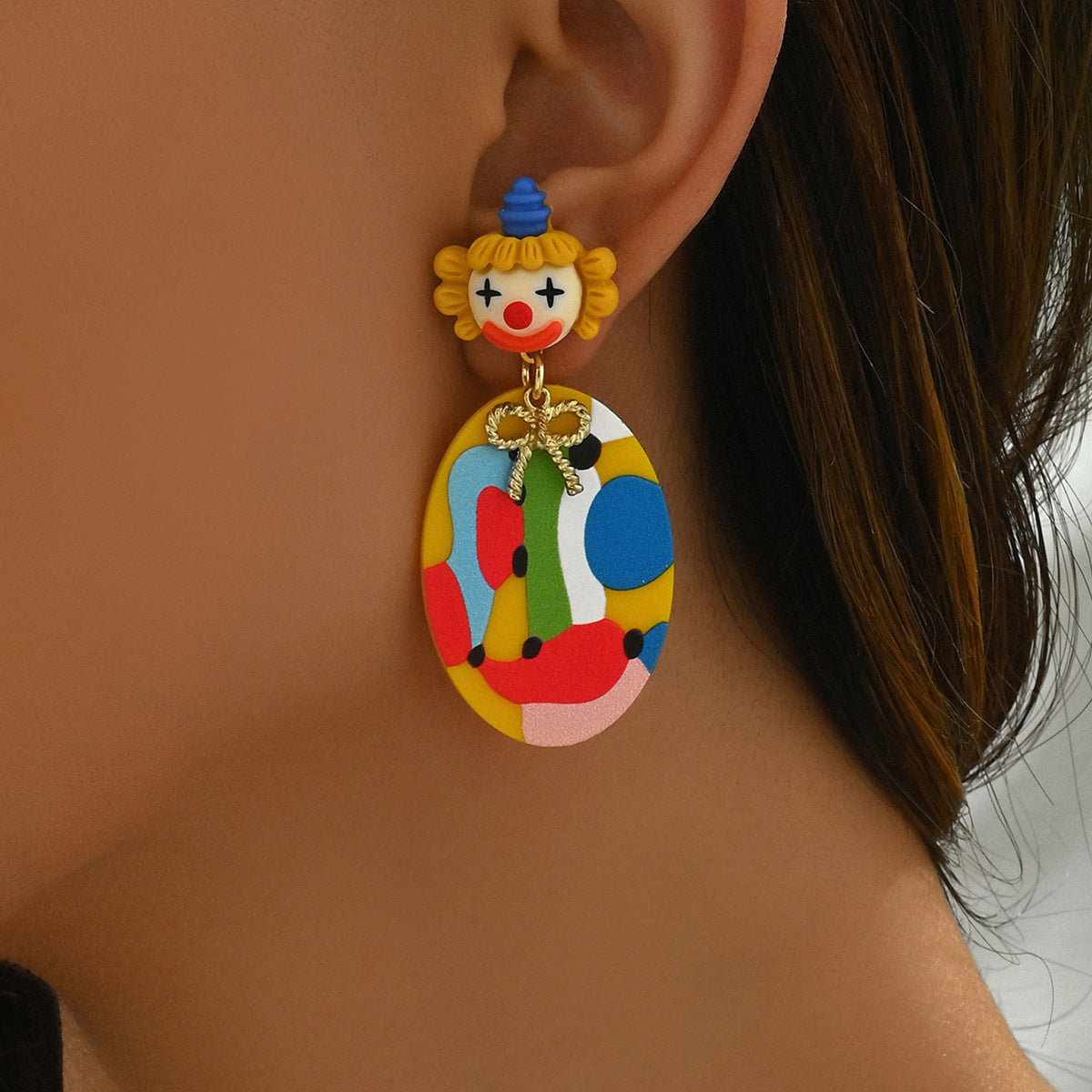 Unique European American Women Stud Earrings, Niche Premium Geometric Cartoon Character Doll Design, Versatile Daily Fashion Ear Jewelry