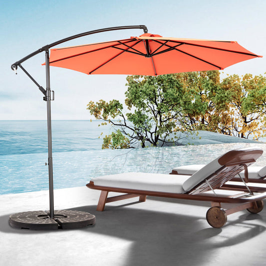 Best Choice Products 10ft Offset Hanging Market Patio Umbrella W Easy Tilt Adjustment, Polyester Shade, 8 Ribs For Backyard, Poolside -  Orange  No Base