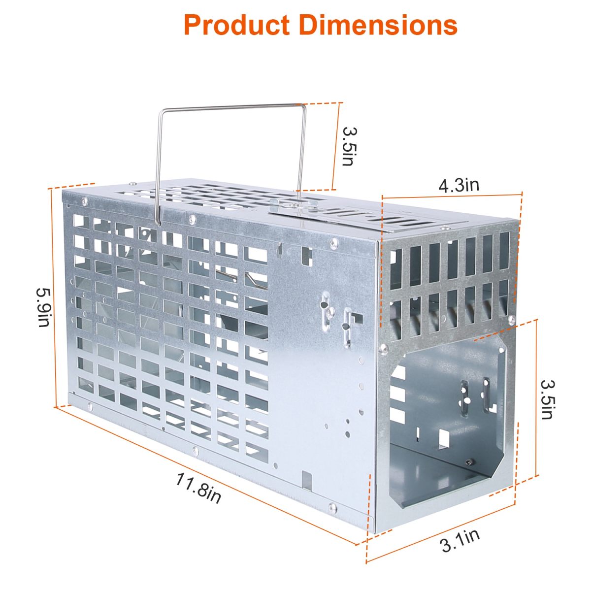 1Pc One Door Humane Live Mouse Trap Reusable Metal Rat Rodent Cage Catch Release Continuous Capture Indoor Outdoor Pet Children Safe