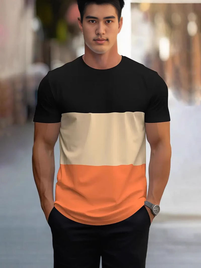 Mens Round-neck Loose-fitting Breathable Top For Sports And Fitness