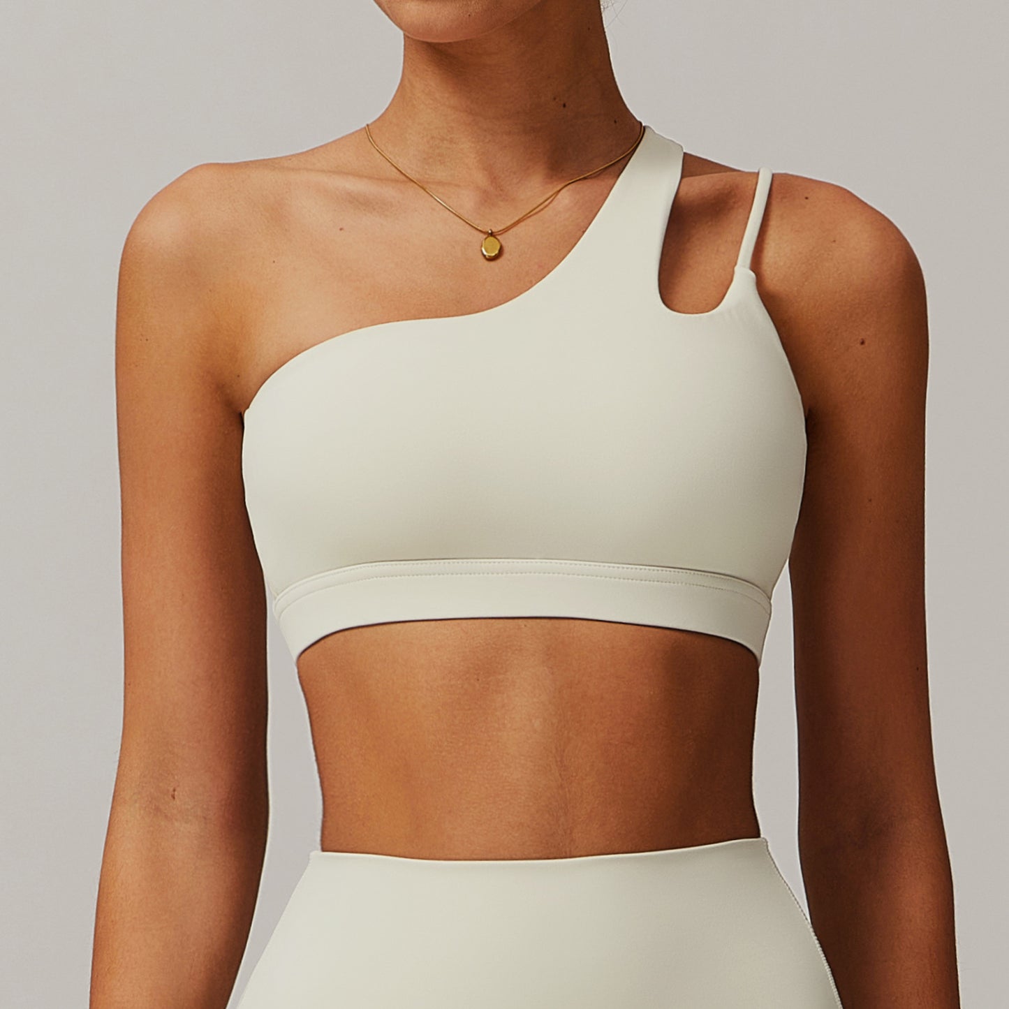 Oblique One-shoulder Beauty Back Yoga Bra Nude Feel Sports Underwear Irregular Shoulder Strap