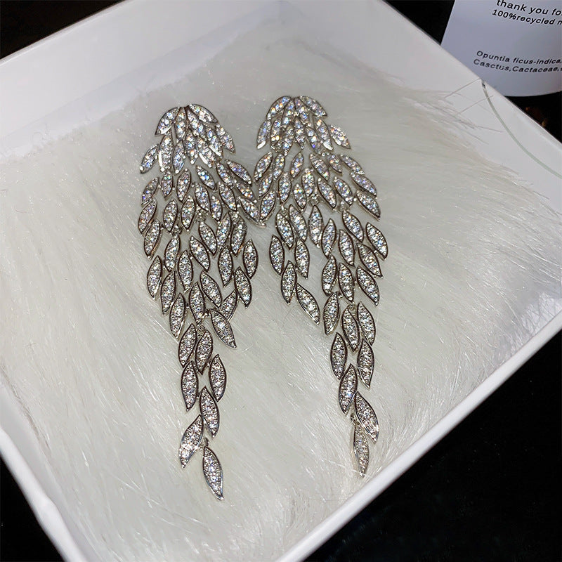 European American Style Tassel Earrings Women Silver Needle Diamond Fringe Fashion Jewelry