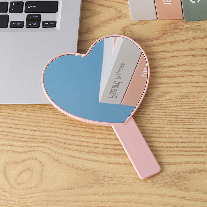 Household Portable Cute Love Hand-held Makeup Mirror