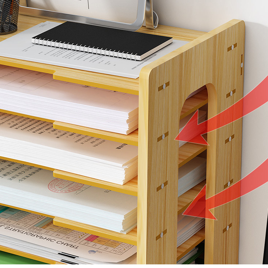 Office Desk File Cabinet Multi Layer Desktop DENSITY BOARD Storage Box Organizer