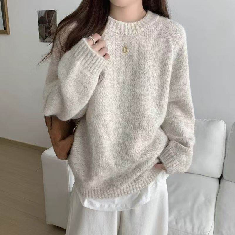 Korean-style Soft-styled Purple Sweater Crew-neck Sweater