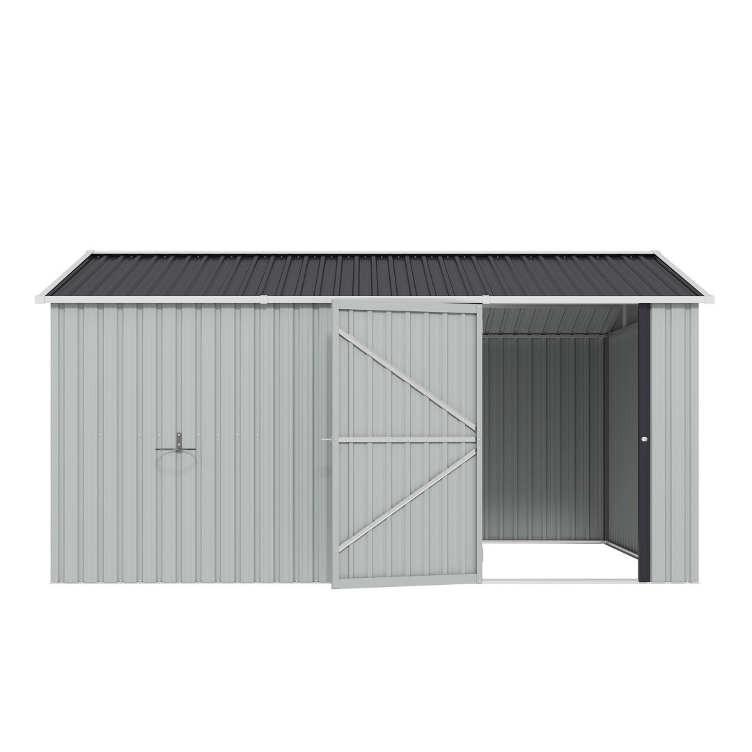 10x12 FT Outdoor Metal Storage Shed, Large Storage Sheds With Sturdy Frame Structure, Metal Garden Tool Shed With Lockable Door For Garden,Gift A Foldable Flower Pot Stand, Backyard, WHIT