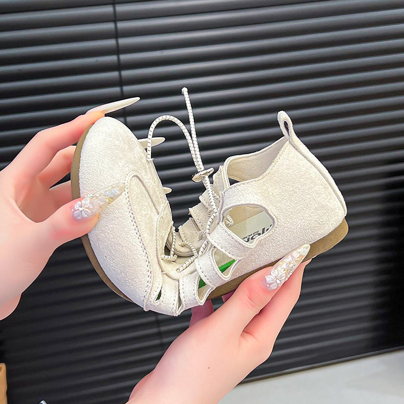 2026 New Women's French Hollow Breathable Hidden Platform Mary Janes, Round Toe Lace-Up Soft Flat Shallow Mouth Flats
