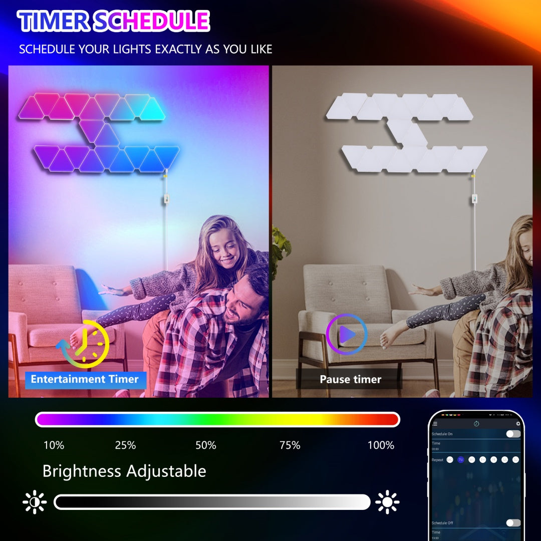 20-Pack Triangular Light Panels - Smart RGB LED Wall Lights With App & Remote - Music Sync Gaming Lights For Gamers, Game Room Decor, Gaming Equipment, Living Room, Bedroom, Kids & Adults