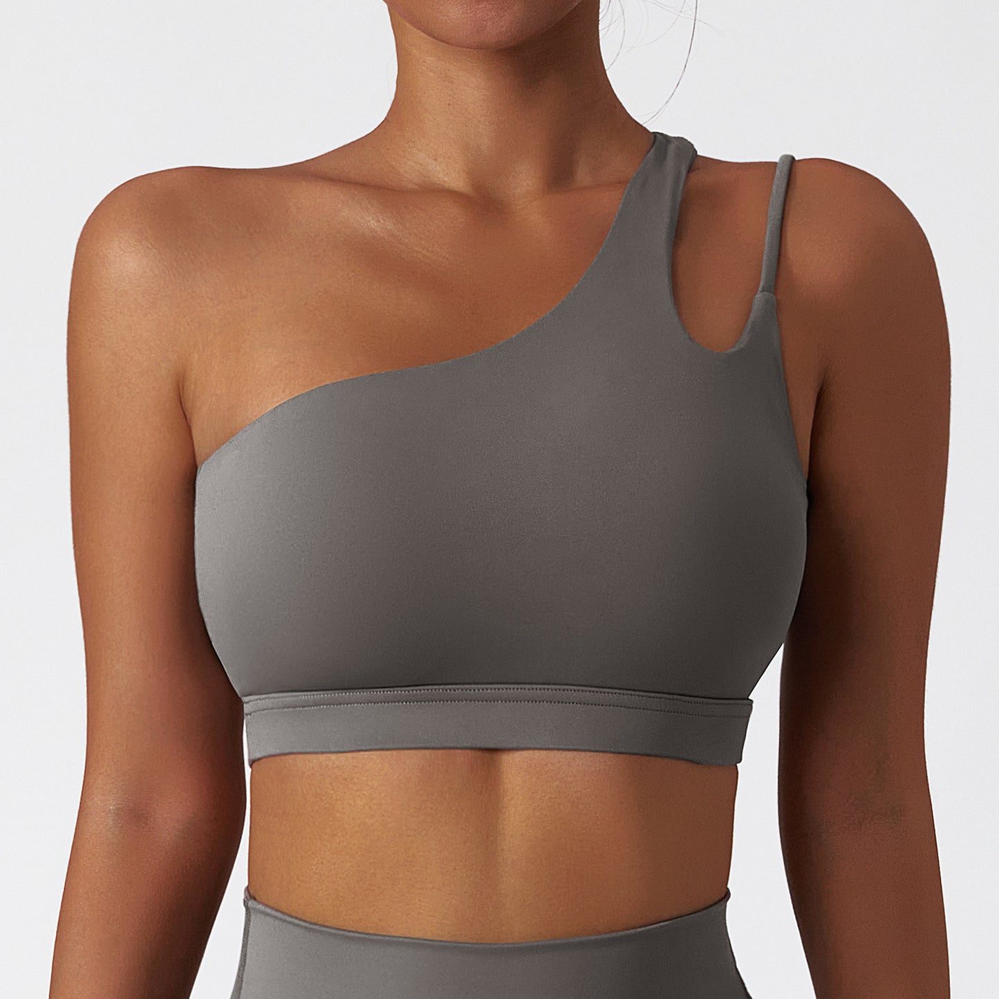 Oblique One-shoulder Beauty Back Yoga Bra Nude Feel Sports Underwear Irregular Shoulder Strap