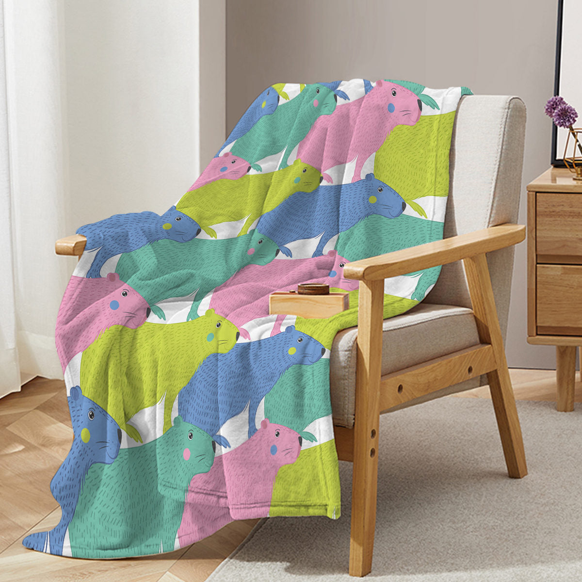 1pc Flannel Cartoon Dolphin Cute Pet Theme Soft And Fluffy Multifunctional Outdoor Beach Camping Living Room Sofa Office Nap Printed Blanket