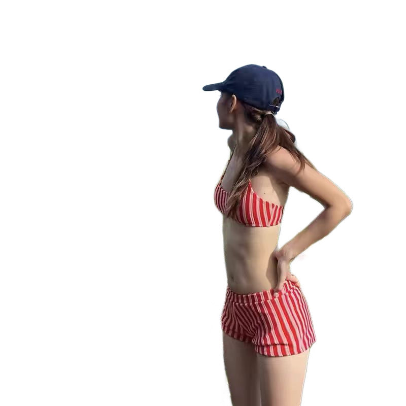 Japanese And Korean Fashion Striped Two-piece Swimsuit For Women