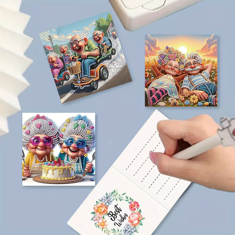 DIY Diamond Painting Kit Birthday Card Kit, Unique Grandma Pattern Design, Water Diamond Painting Art Mosaic Postcards, Festival Cards Perfect For Families, Friends, And Lovers, Handmade Gifts