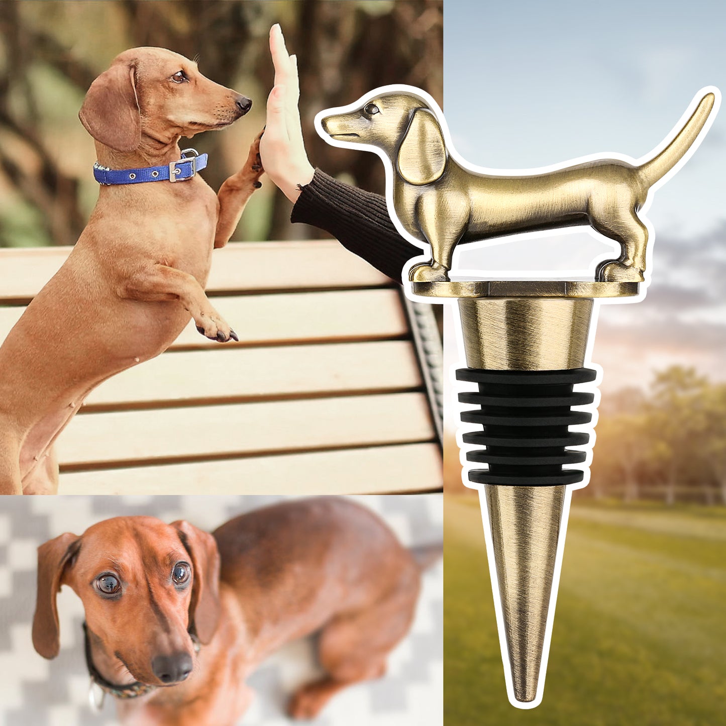 A Dachshund-shaped Red Wine Stopper, A Household Wine Champagne Stopper, An Interesting Dachshund Dog Wine Stopper, Suitable For Men And Women's Birthday Gifts, Halloween, Christmas, Father's Day, Mot