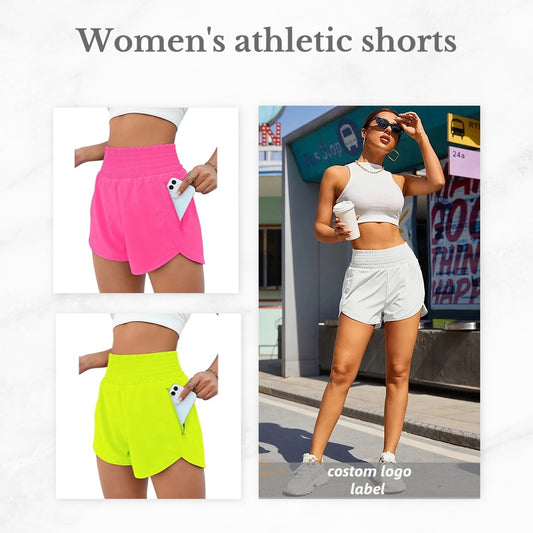 Women's High Waist Running Sports Yoga Fake TwoPiece Shorts Anti-Light Fitness Elastic Workout Slimming Tights