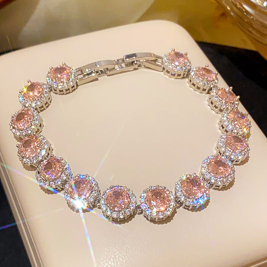 French Style Flower Buckle Zircon Bracelet Luxury Elegant Bangle Premium Floral Clasp Wrist Jewelry For Women
