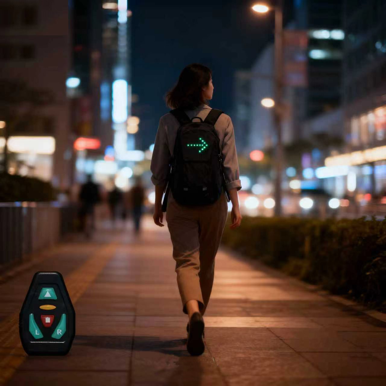 Outdoor LED Riding Light Backpack, Remote Control Directional Light Riding Bag, Adjustable Bicycle Bag Accessory Guide Light Suitable For Night Running And Riding