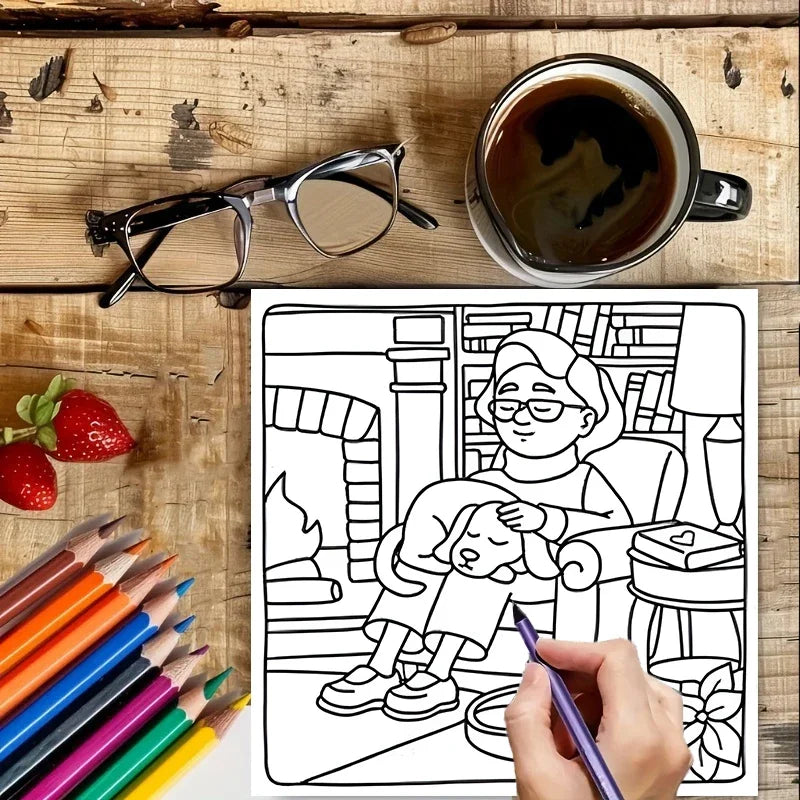 28 Pages Cozy Dogs Coloring Book Coloring Book For Adult Stress Reduction Colouring Book Valentine's Day Gifting, Birthday Party Gift, Drawing Supplies, Christmas Gift, Back To School Supplies