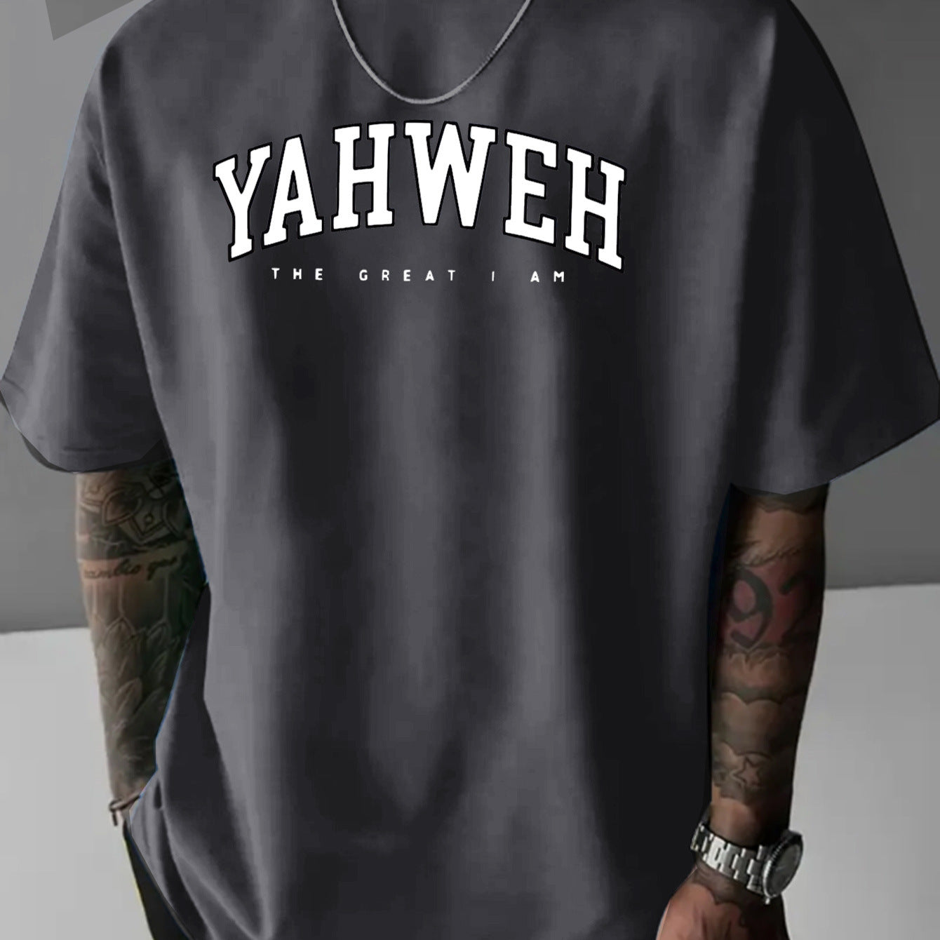Mens Letter-print Fashion Casual Sporty Loose-fitting Crew-neck Short-sleeve